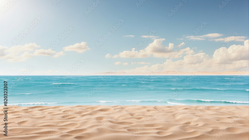 Obraz premium Empty sand beach for product display, backdrop with copy space