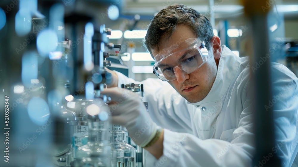 An engineer conducting research and development on a new energysaving technology with the potential to revolutionize industrial processes. An engineer conducting research and development on a new energysaving technology with the potential to revolutionize industrial processes.