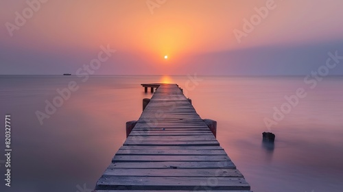 Minimalism sunset with jetty in the beach