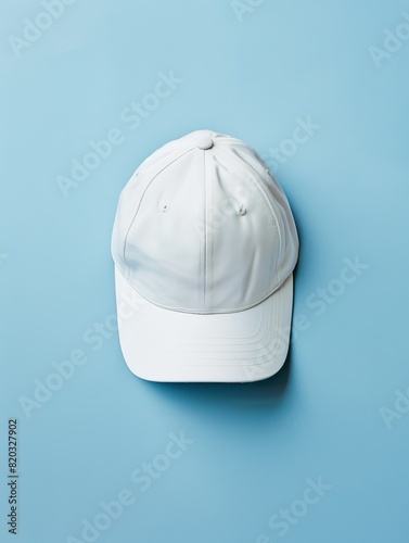 White Cap on Blue Background photo