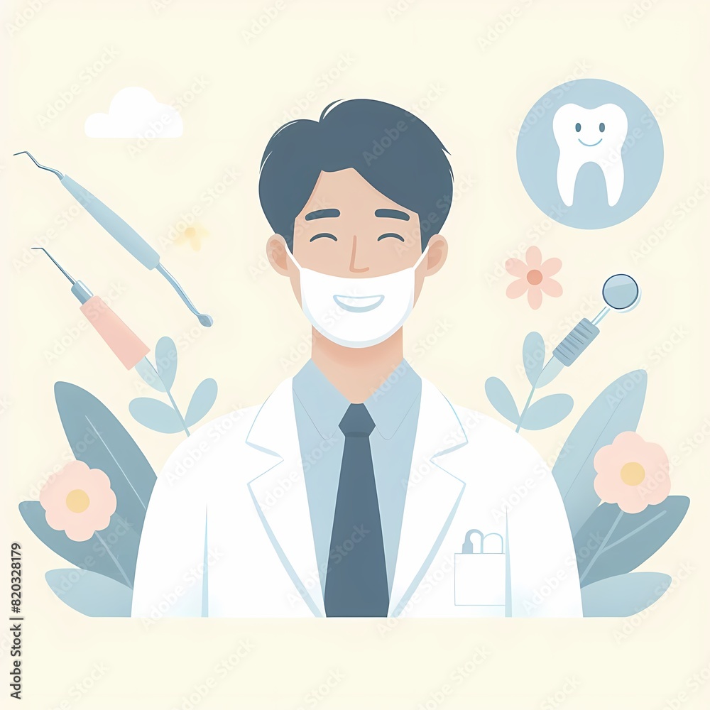 Oral Health Care: Illustration of a Dentist at Work Oral Health Care: Illustration of a Dentist at Work