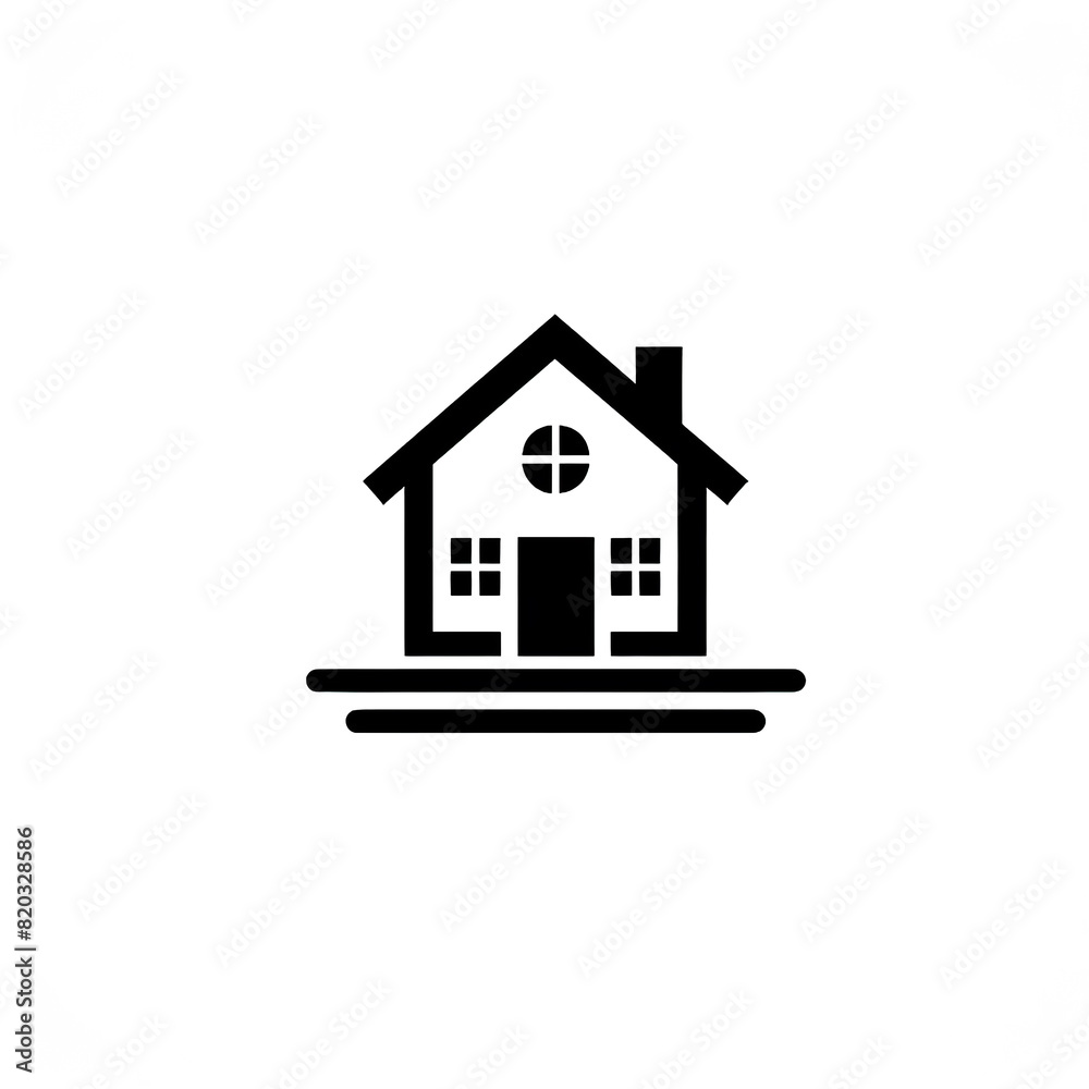 Minimalist house logo silhouette on white background