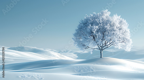 Snowy Winter Landscape on Empty Canvas