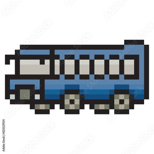 School bus in pixel art style