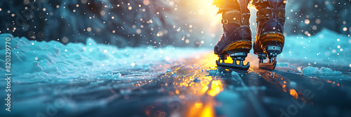 Realistic Ice Skating Scene with Empty Space for Design Elements photo