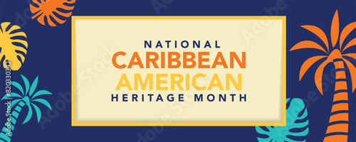 Caribbean American Heritage Month in June. Culture Month to the people of America. Celebrate annual with festival. Happy holiday. Poster, card, banner and background. Vector illustration