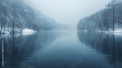 Winter River Scene photo