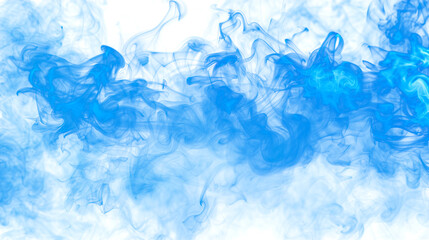 Dense blue smoke isolated on a transparent white background in PNG. Environmental graphic resource with vapor effect