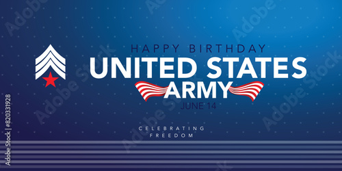U.S. Army Birthday June 14. Military background. Design with patriotic stars. Poster, card, banner, background design. EPS 10.