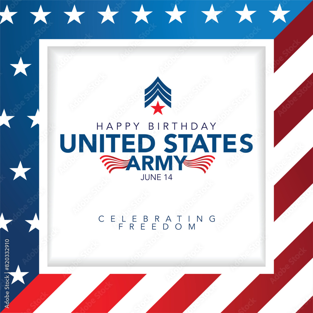 Fototapeta premium U.S. Army Birthday June 14. Military background. Design with patriotic stars. Poster, card, banner, background design. EPS 10.