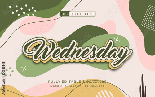 summer retro 3d text effect. wednesday font text with memphis background