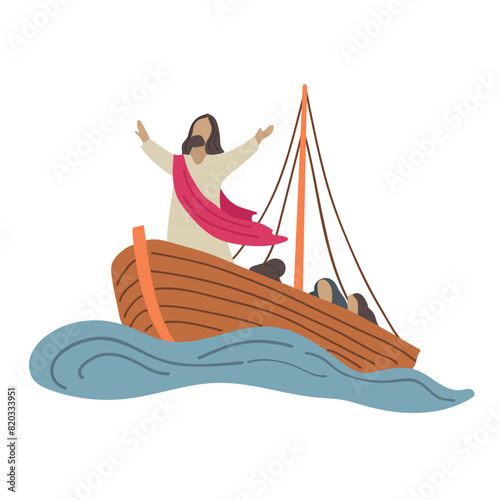 Jesus calm storm icon clipart avatar logotype isolated vector illustration
