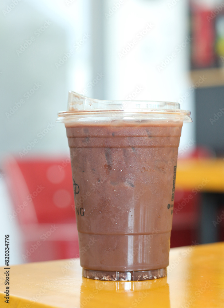 Cold chocolate on the table Cold chocolate on the table
