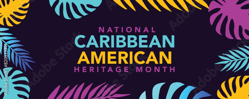 Caribbean American Heritage Month in June. Culture Month to the people of America. Celebrate annual with festival. Happy holiday. Poster, card, banner and background. Vector illustration