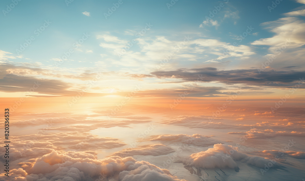 Aerial Sunset View of Clouds.