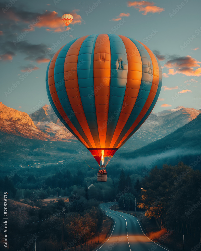Obraz premium Hot Air Balloon Soaring Skyward.