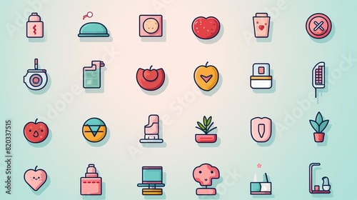 Digital health icons representing various healthcare services photo