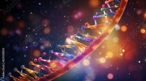 DNA strands and particles in a scientific or medical context