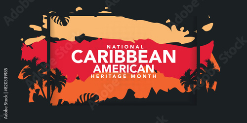 Caribbean American Heritage Month in June. Culture Month to the people of America. Celebrate annual with festival. Happy holiday. Poster, card, banner and background. Vector illustration