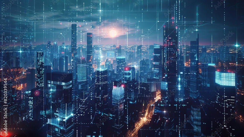 Futuristic digital cityscape