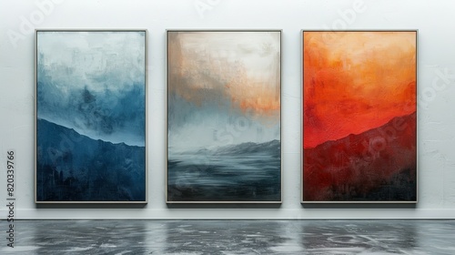Minimalist Mock-Up: Trio of Vertical Posters Against White Backdrop