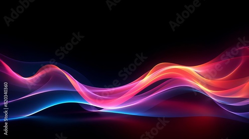 Wallpaper Mural Glowing neon waves in a dark space Torontodigital.ca