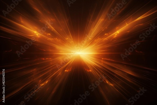 Glowing orange light burst in a dark background