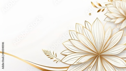 Abstract art background. Luxury minimal style wallpaper with golden line art flower
