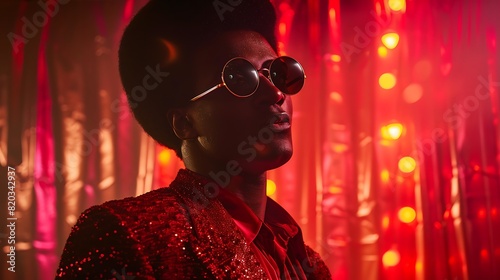 Retro Disco Fever  1970s Black Man s Portrait Celebrating Afro Culture and Style