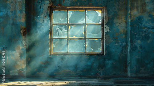Timeless Beauty: Weathered Vintage Window Framed in Turquoise