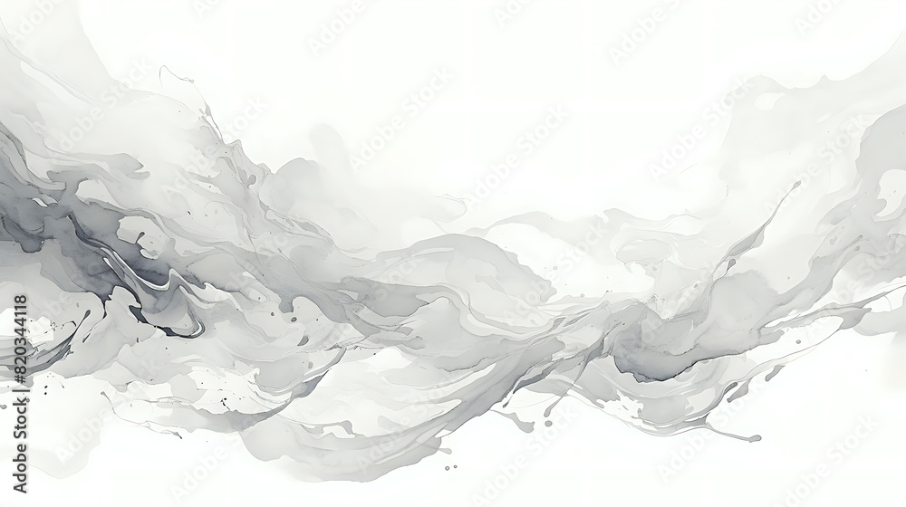 Abstract Black and White Ink Waves Isolated. Abstract black and white ...