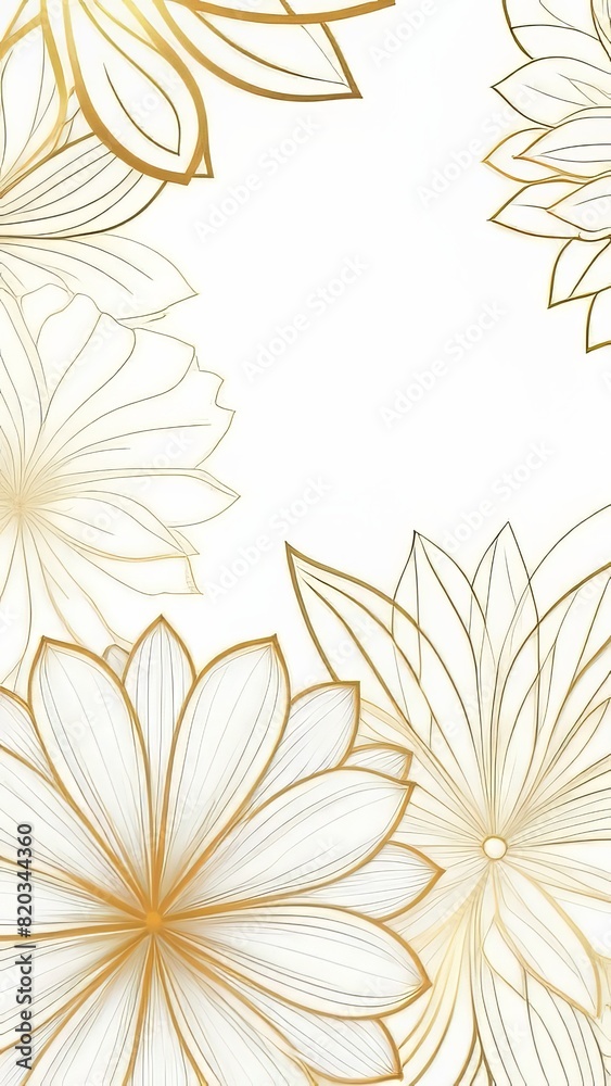 Abstract art background. Luxury minimal style wallpaper with golden line art flower Abstract art background. Luxury minimal style wallpaper with golden line art flower