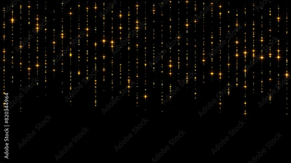 golden shiny and glittering stars on dark background, abstract luxury 4k loop wallpaper, event and concert wall motion	