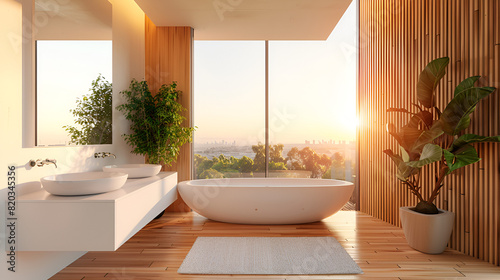The Luxury Bathroom / Extravagant Luxury Home / Soft Beige with White Walls / Opulent Interior Design in Contemporary Mansion with Expansive Spaces and Designer Furnishings
