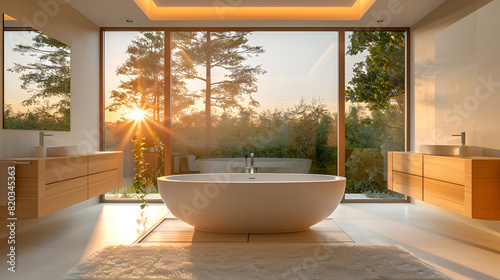 The Luxury Bathroom / Extravagant Luxury Home / Soft Beige with White Walls / Opulent Interior Design in Contemporary Mansion with Expansive Spaces and Designer Furnishings
