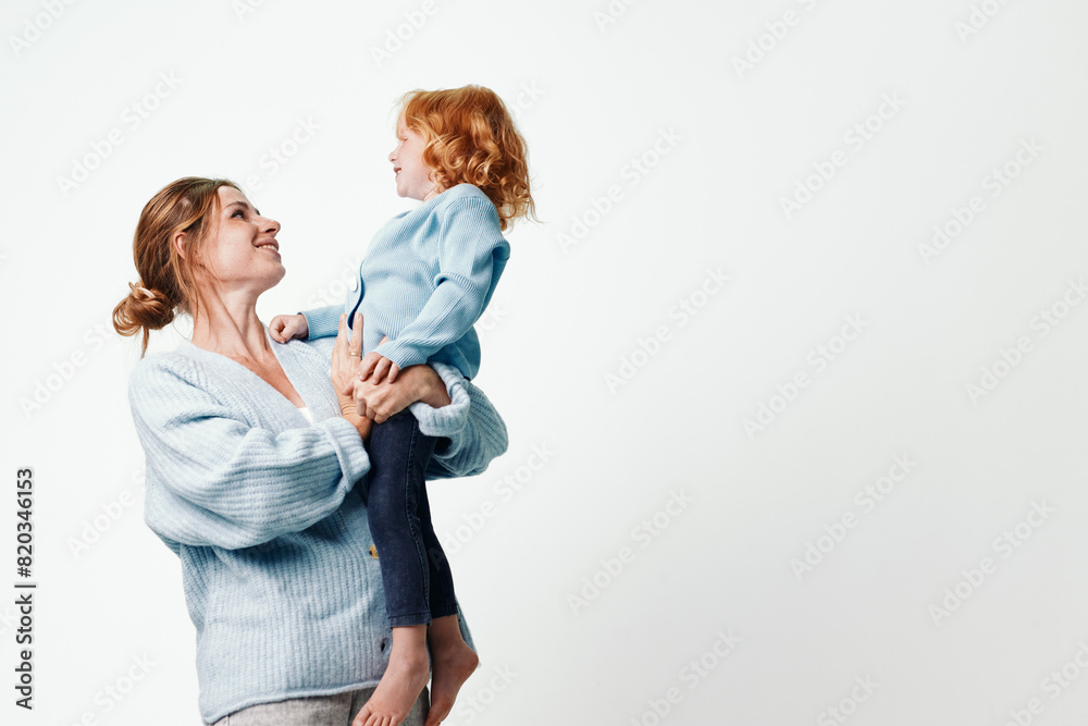 Happy mother and daughter moment magical family travel and fun adventure in the air Happy mother and daughter moment magical family travel and fun adventure in the air