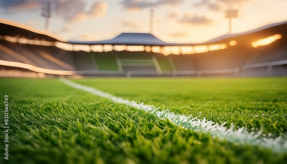 Fototapeta premium Close-up shot of vibrant football turf grass, perfect for sports backgrounds or field conditions