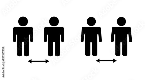Social distance icon set. social distancing icon. self quarantine sign