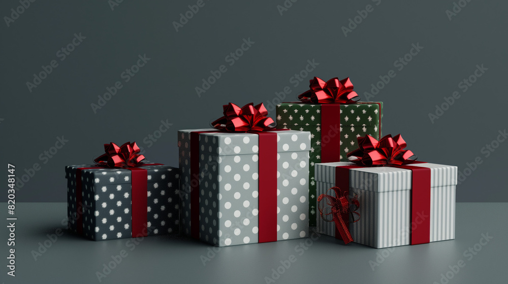 Obraz premium Photo of Group of Wrapped Presents on Table