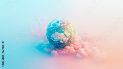 Earth in space, minimal pastel concept