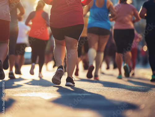 Overweight Women Running for Weight Loss and Healthy Living