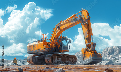 Construction Site With Excavator.