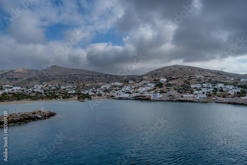 Panoramic view of the picturesque island of Sikinos in Greece