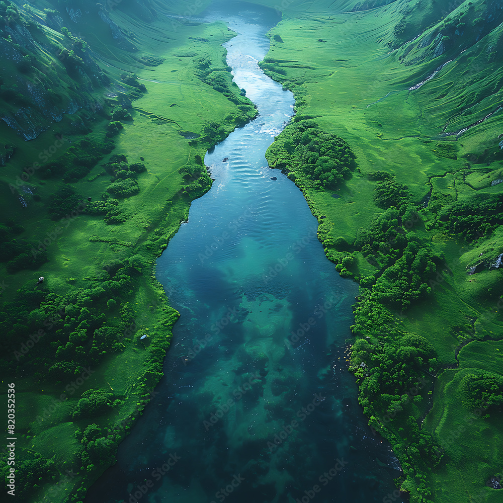 Harvesting Beauty from the Sky: Empty Canvas in a Lush Green and Calm Blue Landscape Harvesting Beauty from the Sky: Empty Canvas in a Lush Green and Calm Blue Landscape