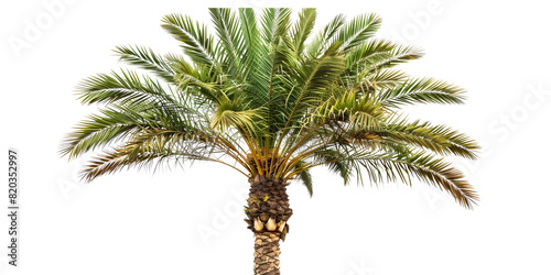 Green beautiful palm tree Date palm tree isolated on white background.
