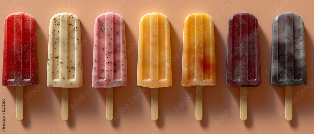 Row of Colorful Popsicles. Row of Colorful Popsicles.