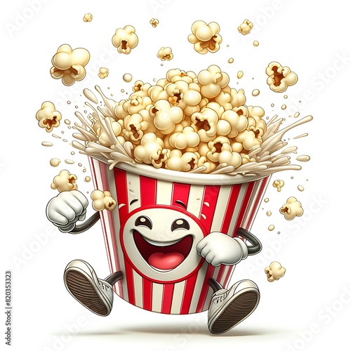 3D render Chuckling Popcorn with Popping Action