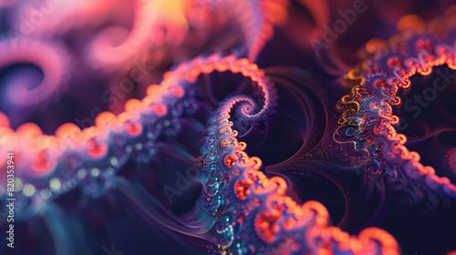 close-up view of an animated fractal background. 