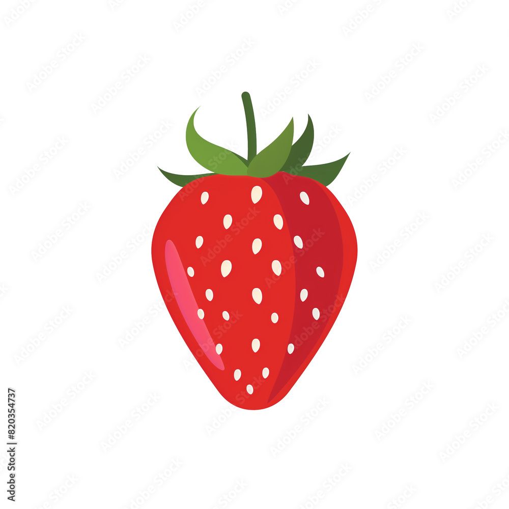 Fototapeta premium A Single Graphic Icon Strawberry with a Transparent Background PNG