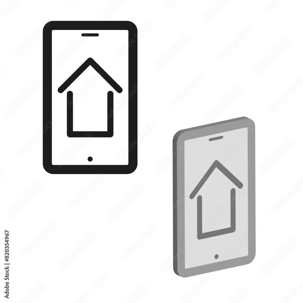 Mobile Real Estate App Icon with Home Symbol. Mobile Real Estate App Icon with Home Symbol.